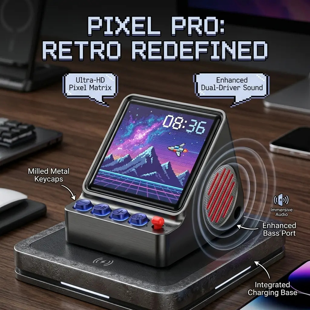 Retro Gaming Desk Setup - Портативная колонка с программируемым LED-дисплеем в