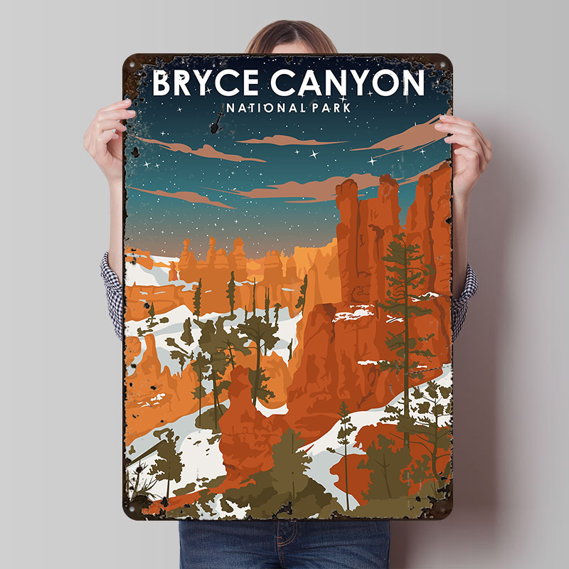 Retro Gaming At - Постер с изображением Bryce Canyon ночью,